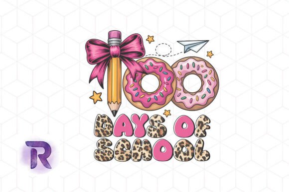 100 Days of School Donut Leopard PNG