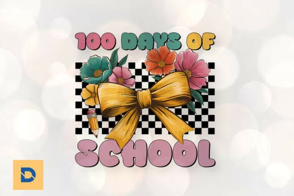 100 Days of School Retro Teacher PNG