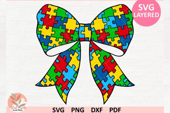 Autism Puzzle Coquette Bow Svg