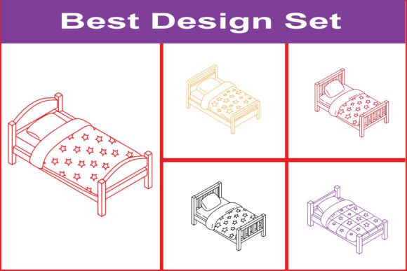 Bed Furniture SVG Line Art Clipart Set