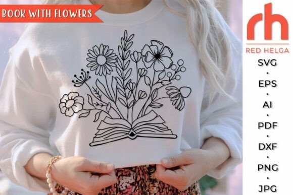 Book with Flowers SVG, Graphics and Crafts