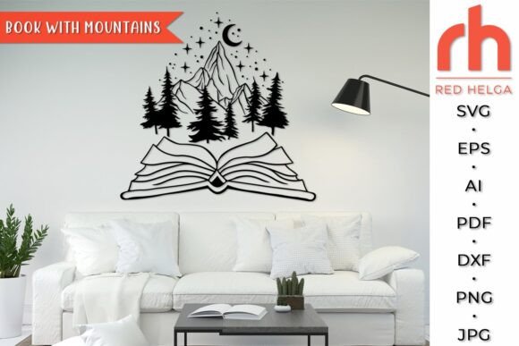 Book with Mountain SVG, Graphics and Crafts