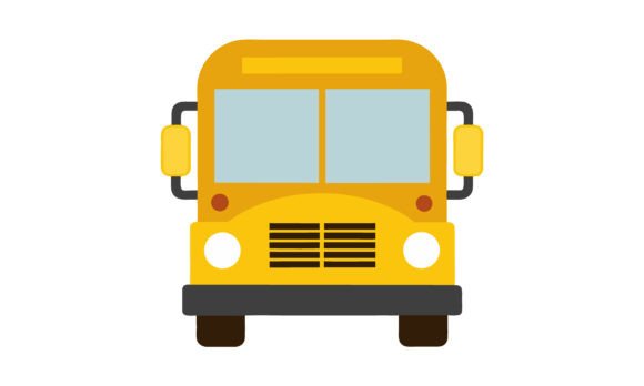Cartoon School Bus Front View Graphics