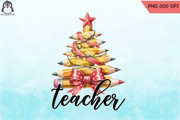 Christmas Pencil Teacher Holiday PNG Graphics