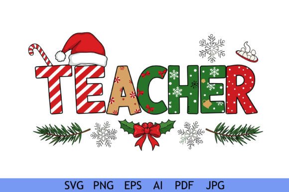 Christmas Teacher Festive Word Art: Graphics and Crafts for Seasonal Design