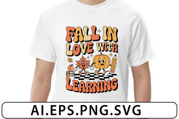 Fall in Love Retro Fall Teacher Shirt Graphics and Crafts
