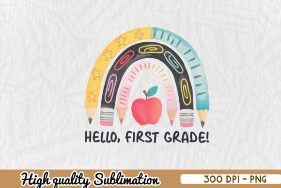 Hello 1st Back School Sublimation PNG