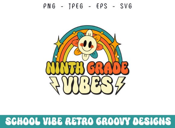 Ninth Grade School Retro Groovy Vibes Graphics and Crafts