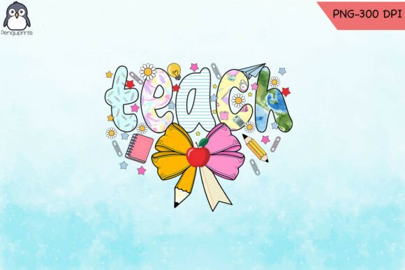 Preppy Teacher Pencil Coquette Bow PNG