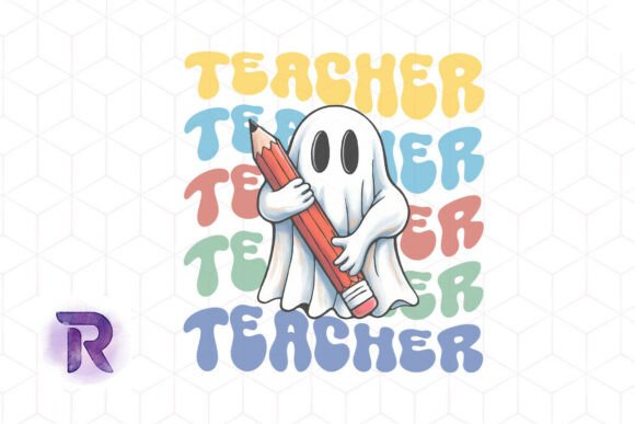Retro Teacher Ghost Groovy School PNG