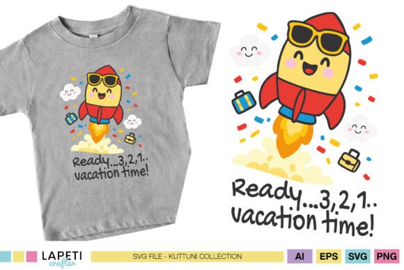 Rocket Vacation SVG – Kawaii Summer Graphics