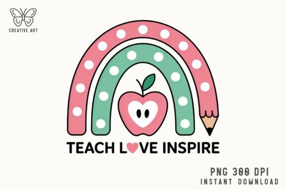 Teach Love Inspire Png, Boho Teacher PNG
