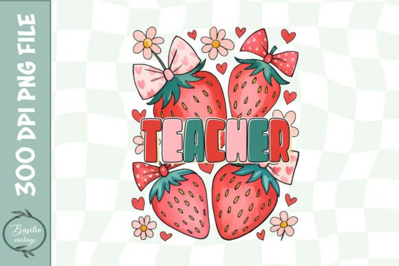 Teacher Flower Strawberry Cute PNG Graphics
