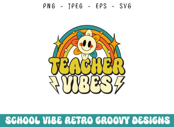 Teacher Grade School Retro Groovy Vibes Graphics & Crafts