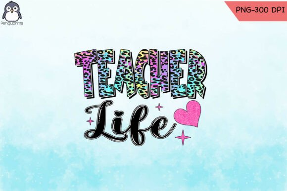 Teacher Life Leopard Glitter PNG: Graphics for Crafts