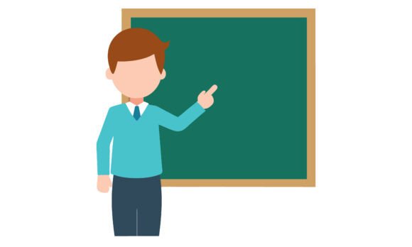 Teacher Pointing at Empty Vector Graphics