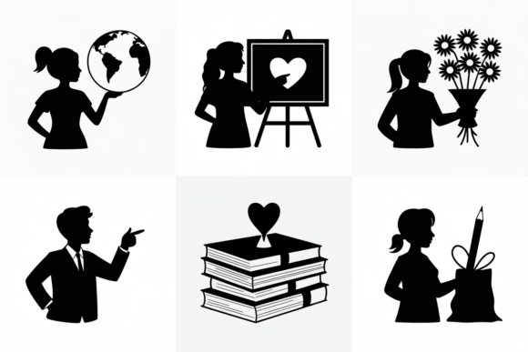 Teacher Silhouette Icons Vector Graphics